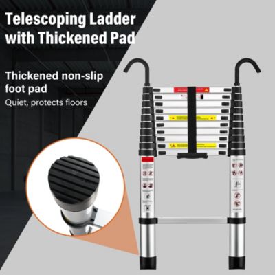 Échelle Telescopique 3,2 M en Aluminium, Escabeau Telescopique Pliable crochet amovible, Charge Max 150 kg