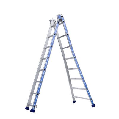 Échelle transformable Platinium 2 plans en aluminium, 2x8 échelons, 2,36 à 4,04 m