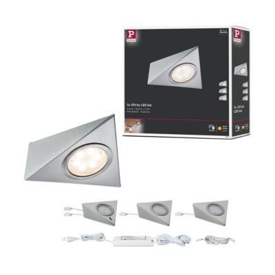Éclairage sous-meubles LED 3x2,8W 140x110mm 3x170lm 230/12V carré Acier brossé