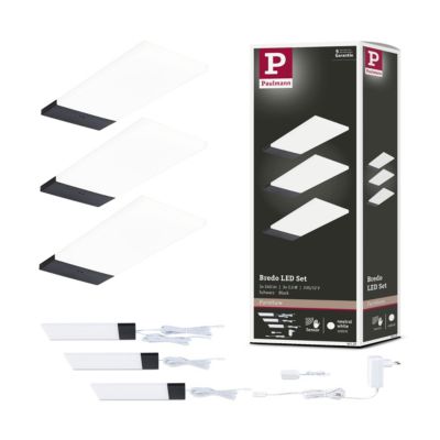 Éclairage sous-meubles LED Bredo Détecteur de proximité Kit de 3 3x2,5W 80x190 mm 3x180lm 230/12V Noir