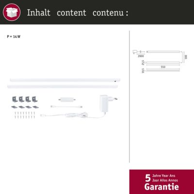 Éclairage sous-meubles LED Inline Kit de démarrage 3000K gradable 2x6W 550x26 mm 2x500lm 230/24V Blanc dépoli