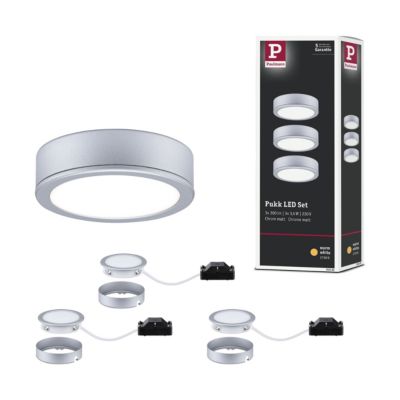 Éclairage sous-meubles LED Pukk 3x3,5W 65 mm 3x210lm 230V rond Chrome mat