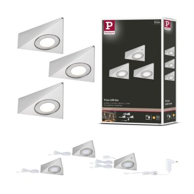 Éclairage sous-meubles LED Trias Détecteur de proximité Kit de 3 3x2,7W 135x132mm 3x185lm 230/12V Acier brossé