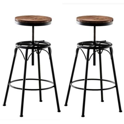 -CLP-Lot de 2 tabourets de bar Beam avec assise en bois au style ...