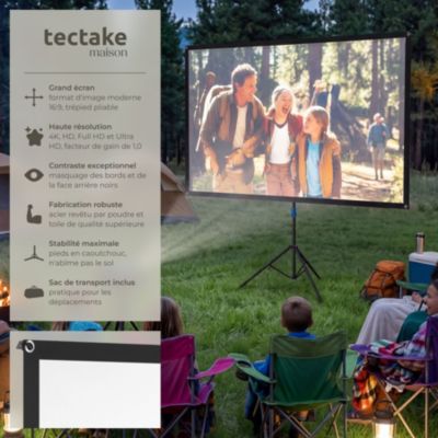 Écran de projection cinéma 72 pouces 183cm format 16:9 4K HD Ultra HD avec trépied réglable pliable portable sac transport