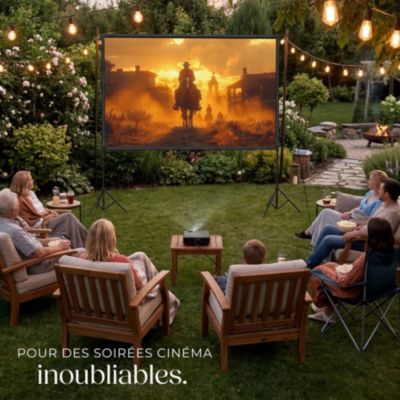 Écran de projection cinema 100" avec trépieds pliables format 16:9 4K HD full HD ultra HD 275cm diagonal portable