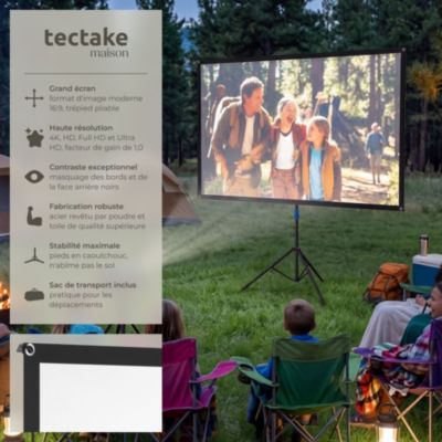 Écran de projection Cinema avec trépied pliable 16:9 4K HD 60 pouces 152cm portable anti-plis toile en polyester gain 1.0