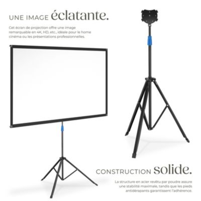 Écran de projection Cinema avec trépied pliable 16:9 4K HD 60 pouces 152cm portable anti-plis toile en polyester gain 1.0