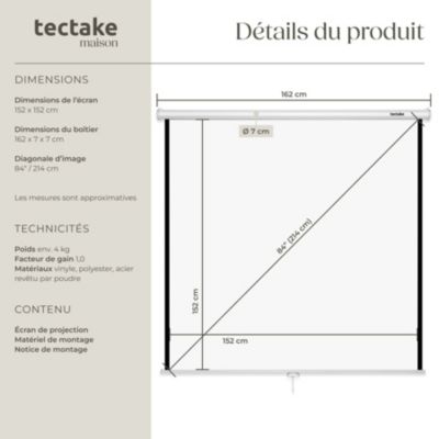 Écran de projection extensible blanc