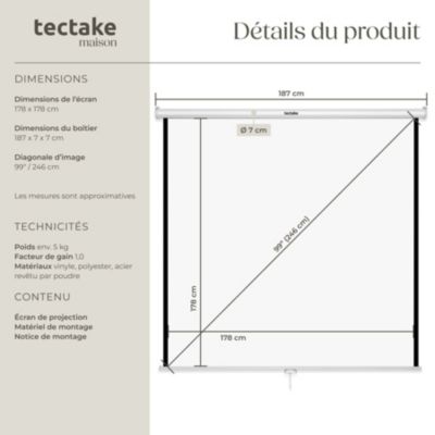 Écran de projection extensible blanc