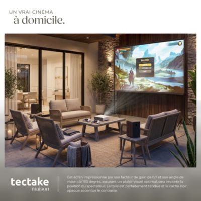 Écran de projection portable 120" avec trépieds pliables format 16:9 compatible 4K HD Full HD angle 160 gain 0.7 blanc avec sac