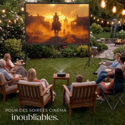 Écran de projection portable 120" avec trépieds pliables format 16:9 compatible 4K HD Full HD angle 160 gain 0.7 blanc avec sac