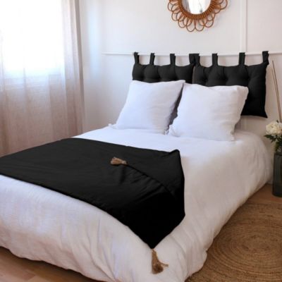 Édredon Panama 90x190 cm pompons jute noir