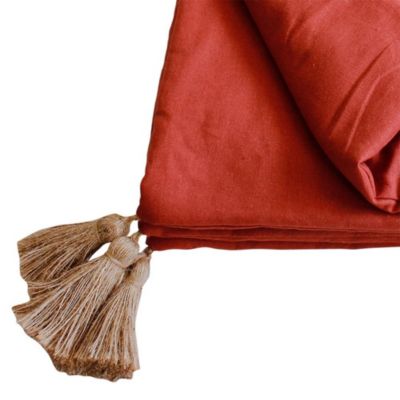 Édredon Panama 90x190 cm pompons jute terracotta