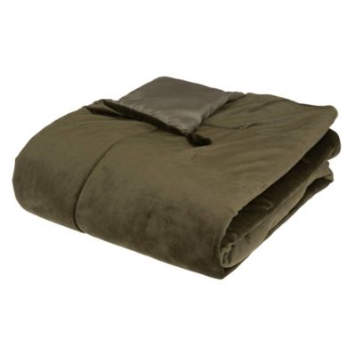 Édredon Sonia - velours - vert kaki 80x180 cm - Atmosphera