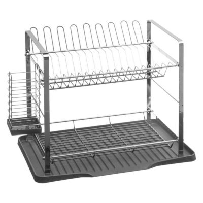 Égouttoir métal 2 niveaux avec plateau gris - 5five