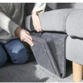 (Gris foncé) Sac de rangement de chevet Accoudoir de canapé Housse de table de chevet Rangement de télécommande