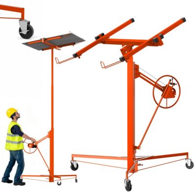 Élévateur de plaques de plâtre XXL, orange - Capacité de charge 68 kg, hauteur réglable de 140 à 325 cm - Aide à la pose de