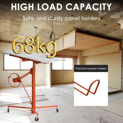 Élévateur de plaques de plâtre XXL, orange - Capacité de charge 68 kg, hauteur réglable de 140 à 325 cm - Aide à la pose de