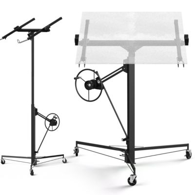 Élévateur pour plaques de plâtre noir,capacité de charge maximale 68 kg, hauteur réglable de 140 à 325 cm