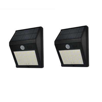 (Lot de 2) Eclairage LED Solaire à Détection de mouvement Mural Noir 30lm et 160 lm