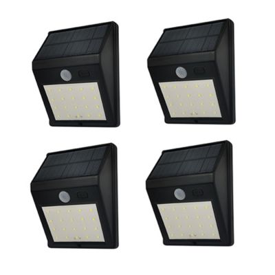 (Lot de 4) Eclairage LED Solaire à Détection de mouvement Mural Noir 30lm et 160 lm