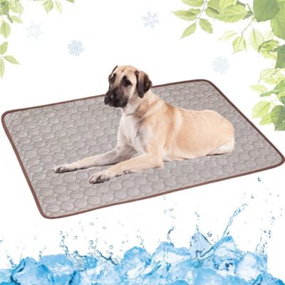 (Marron, 100x150cm) Tapis de refroidissement portable pour chien, tapis de refroidissement lavable pour animaux de compagnie