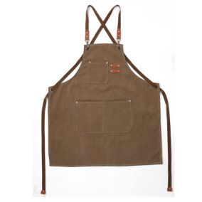(Marron)Tablier Cuisine Homme Tabliers en Toile avec 3 Poches Imperméable et Réglable Apron pour Barbecue, Restaurant,Jardin, Char