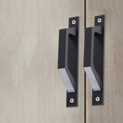 (Noir)Poignée droite en aluminium en noir pour portes coulissantes ou portes battantes de passage Poignée droite fonctionnelle