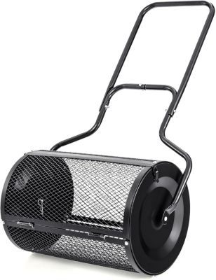 Épandeur de Compost Capacité 75L pour Pelouses et Jardin en Treillis Métallique avec Double Loquets Latéraux Noir