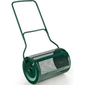 Épandeur de Compost Capacité 76L Poignée en U Loquets Latéraux Rouleau Métallique Épandeur à Engrais Vert