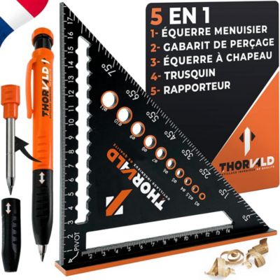 Équerre menuisier multifonction 5 en 1 180 mm aluminium THORVALD