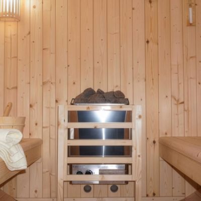 - Sauna extérieur à tonneau LAHTI DELUXE L - 195 x 220 cm pour 4 personnes