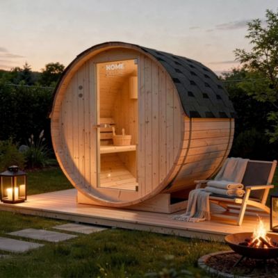 - Sauna extérieur à tonneau LAHTI M - 195 x 120 cm pour 2 personnes