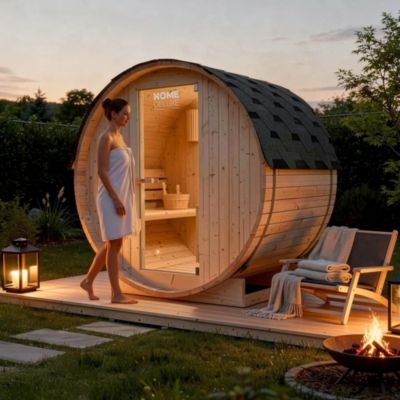 - Sauna extérieur à tonneau LAHTI M - 195 x 120 cm pour 2 personnes