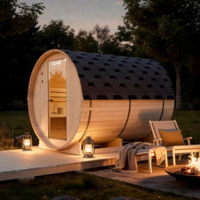 - Sauna extérieur à tonneau LAHTI XL - 195 x 220 cm pour 4 personnes