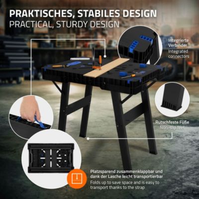 Établi pliant FERM WBM1004 – Plateau bambou – 150 kg - Bricolage
