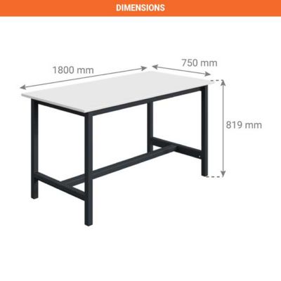 Établi pour atelier - Dim 1800x750x819mm - Gris clair RAL7035 - Charge max 750kg - W010020057-GC