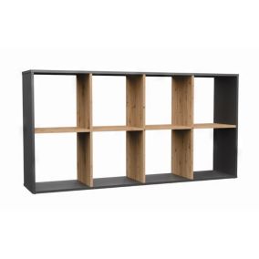 Étagère, 147 x 75 x 30 cm, Anthracite, Chêne Artisan