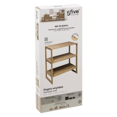 Étagère 4 cases empilables Effet chêne naturel Mix N' Modul - 5Five