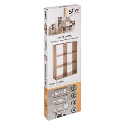 Étagère 6 cases Effet bois naturel Mix N' Modul - 5Five