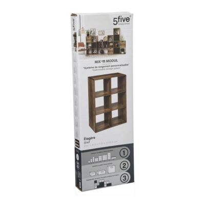 Étagère 6 cases indus Effet bois foncé Mix N' Modul - 5Five