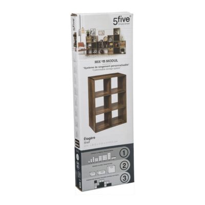 Étagère 6 cases indus Effet bois foncé Mix N' Modul - 5Five