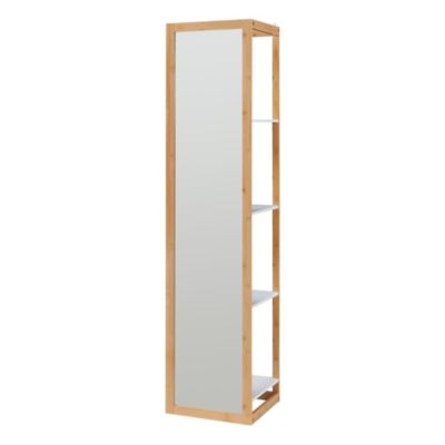 Étagère avec miroir intégré As bambou 170 x 40 x 35 cm naturel blanc