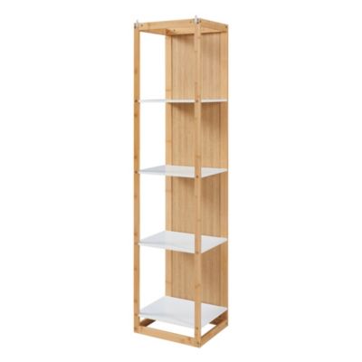 Étagère avec miroir intégré As bambou 170 x 40 x 35 cm naturel blanc