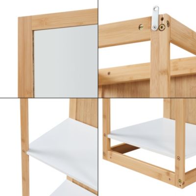 Étagère avec miroir intégré As bambou 170 x 40 x 35 cm naturel blanc