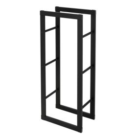 Étagère bois de chauffage 40x100x25 cm porte-bûches bois de cheminée acier noir