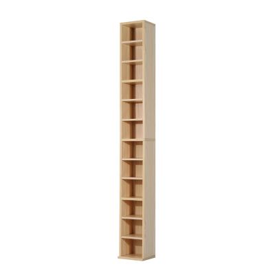 Étagère colonne armoire de rangement CD 12 compartiments 21L x 20l x 175H cm capacité max. 204 CD coloris hêtre