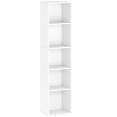 Étagère cube colonne - bibliothèque - rangement 5 compartiments - dim. 30 x 24 x 133 cm - blanc