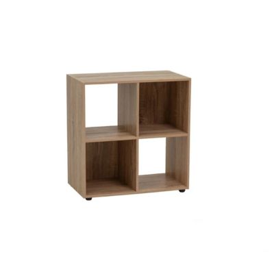 Étagère cube meuble de rangement de 4 cases coloris effet bois marron - Longueur 60 X Profondeur 30 X Hauteur 62 cm